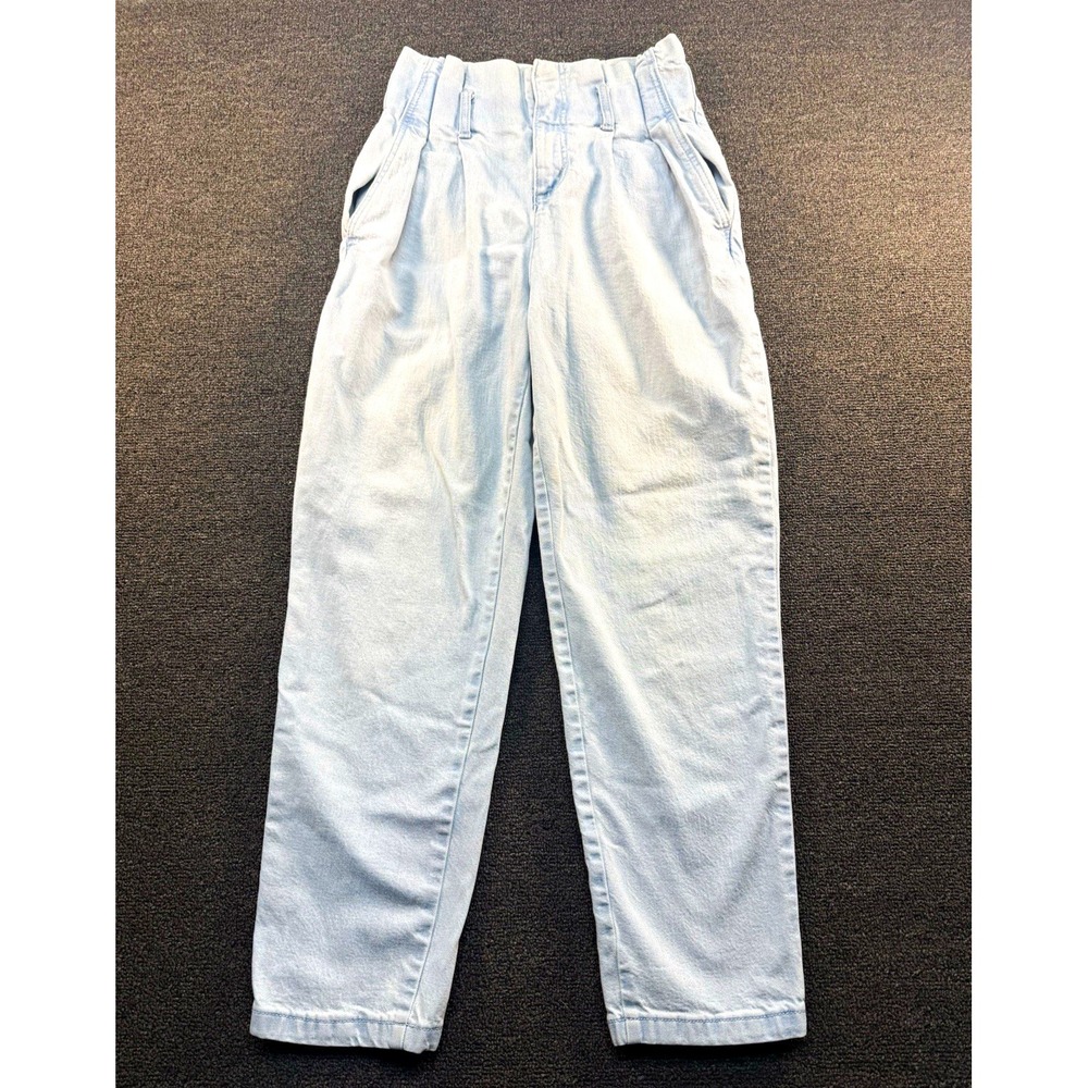 A New Day Women's Light Blue Pleated Denim Ankle Pants High Rise Pockets 25"